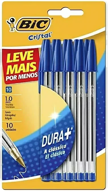 Caneta Esferográfica Azul — 10 un